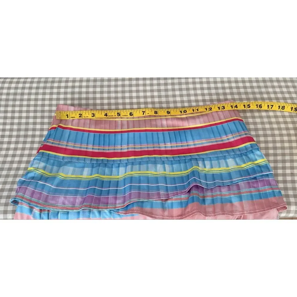 Lucky In Love Womens Skort M 8-10 Blue Pink Yellow Tiered Tennis Skirt Shorts